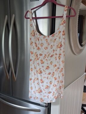 Abercrombie & Fitch White Floral Dress with Orange Blooms